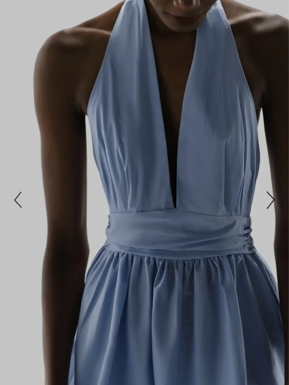 Baobab Collection One-Shoulder Halter Gown in Powder Blue